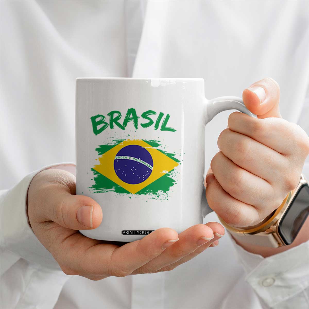 Vintage Brasil Flag Coffee Mug Brazilian Heritage Pride