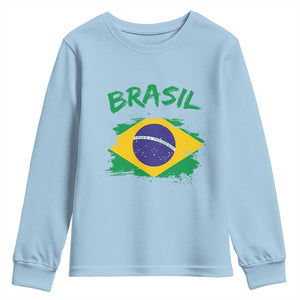 Vintage Brasil Flag Youth Sweatshirt Brazilian Heritage Pride