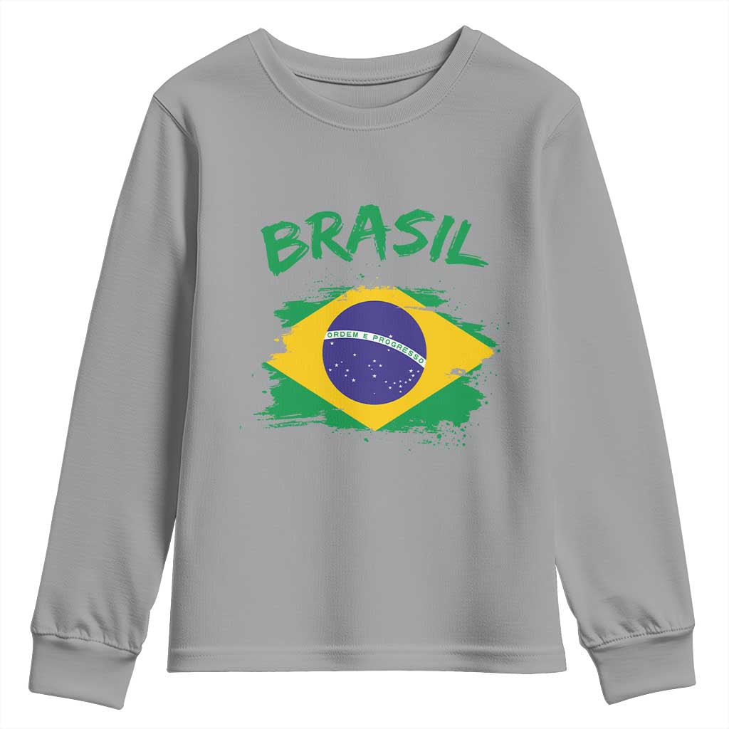 Vintage Brasil Flag Youth Sweatshirt Brazilian Heritage Pride