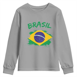 Vintage Brasil Flag Youth Sweatshirt Brazilian Heritage Pride