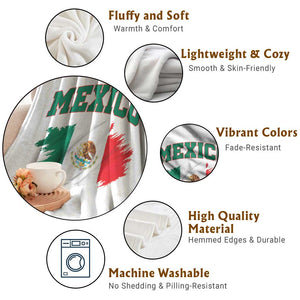 Retro Vintage Mexico Flag Throw Blanket Mexican Pride Gift