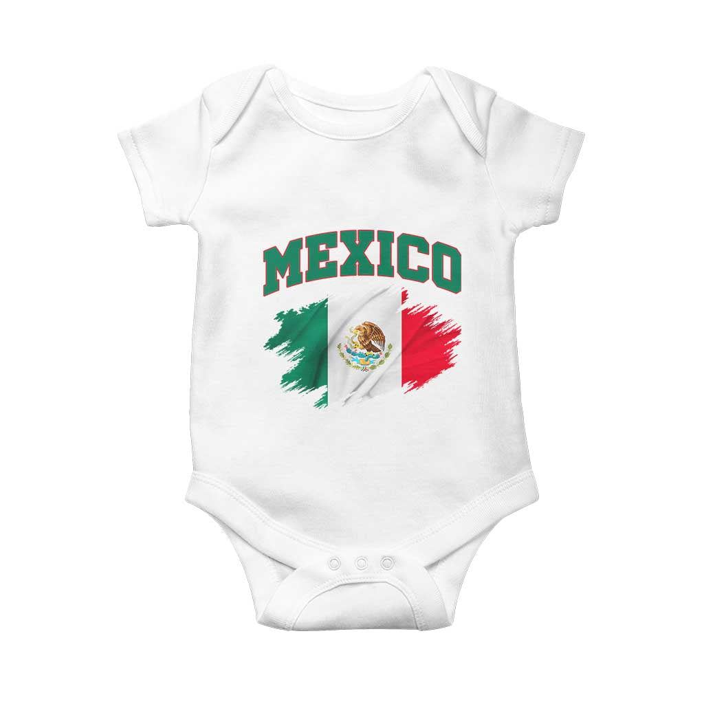 Retro Vintage Mexico Flag Baby Onesie Mexican Pride Gift TS12 White Print Your Wear