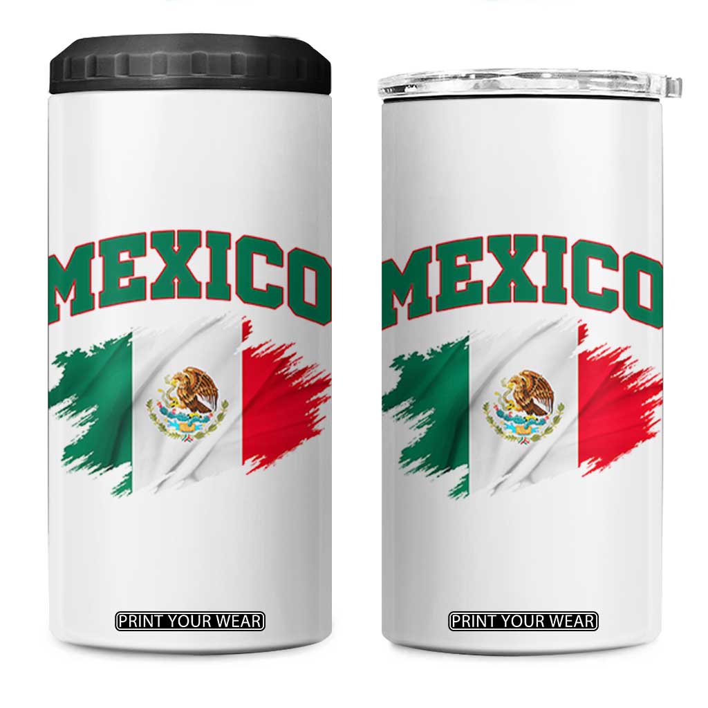 Retro Vintage Mexico Flag 4 in 1 Can Cooler Tumbler Mexican Pride Gift