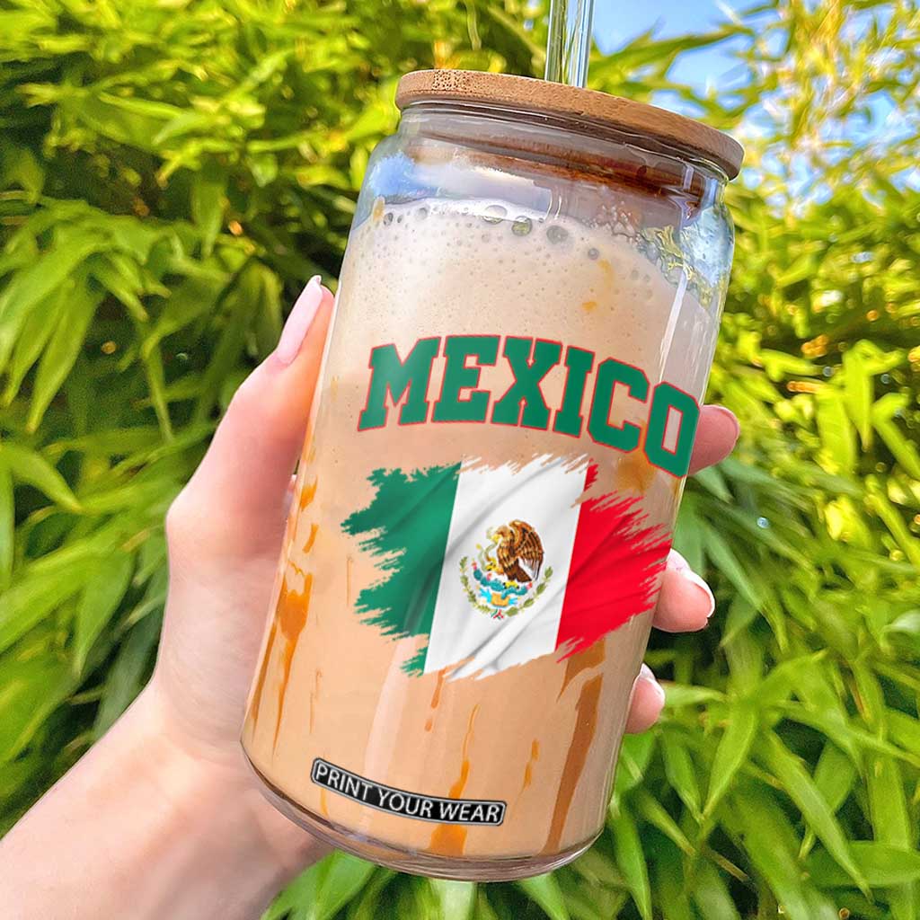 Retro Vintage Mexico Flag Glass Can Mexican Pride Gift