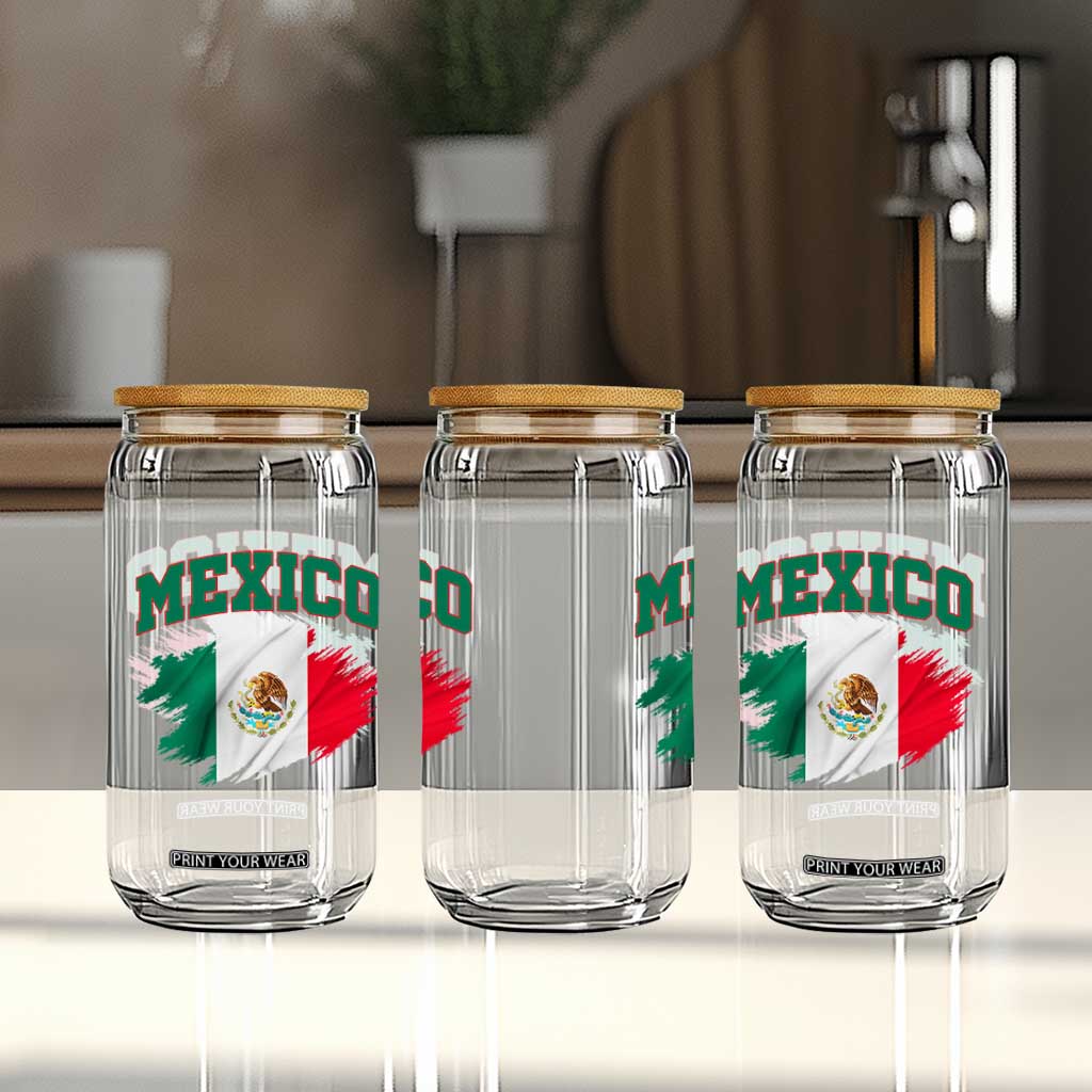 Retro Vintage Mexico Flag Glass Can Mexican Pride Gift