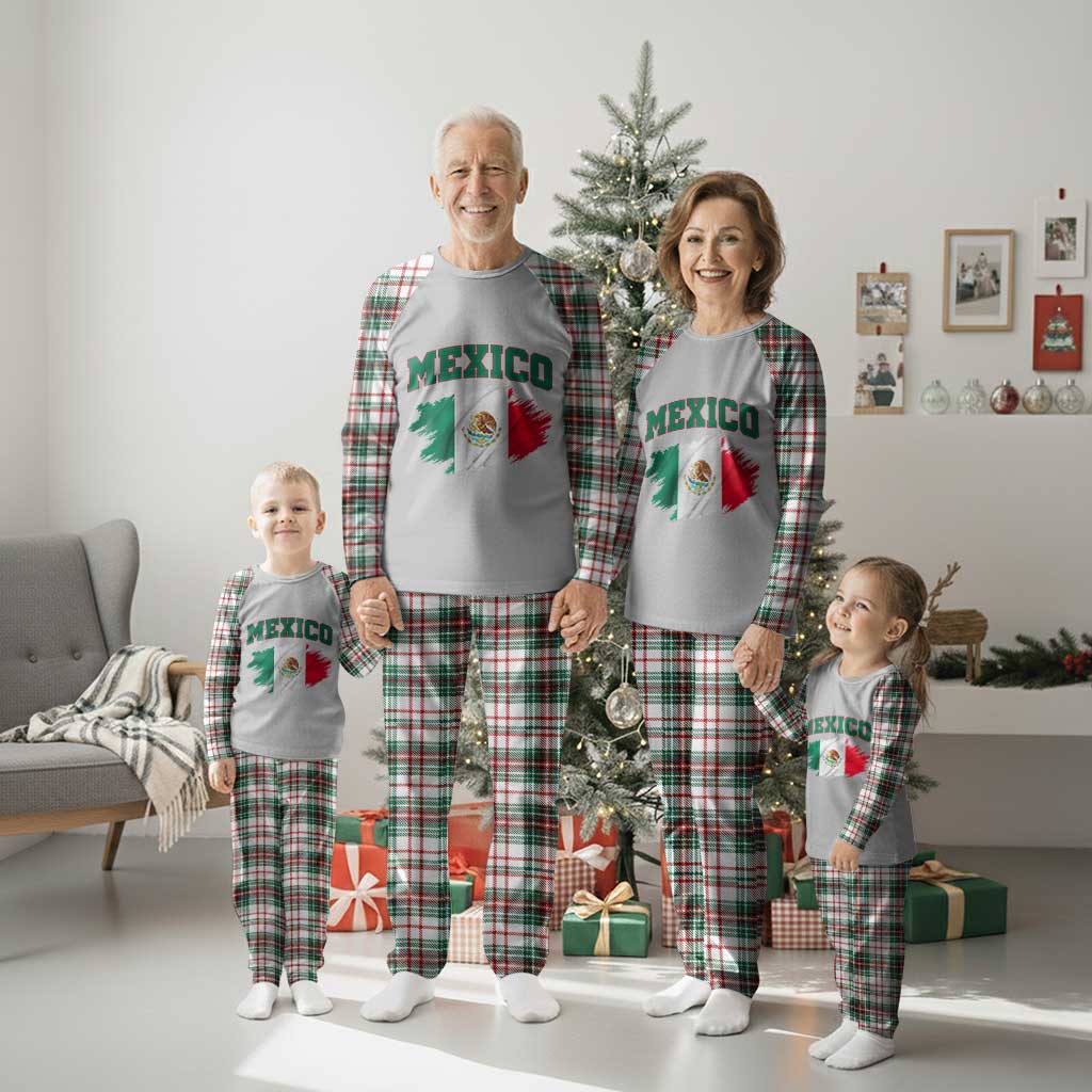 Retro Vintage Mexico Flag Plaid Pajama Set Mexican Pride Gift