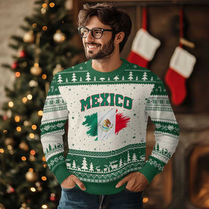 Retro Vintage Mexico Flag Ugly Christmas Sweater Mexican Pride Gift