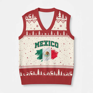 Retro Vintage Mexico Flag V-Neck Knit Sweater Vest Mexican Pride Gift