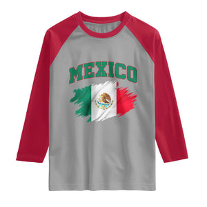 Retro Vintage Mexico Flag Raglan Shirt Mexican Pride Gift