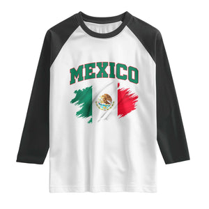 Retro Vintage Mexico Flag Raglan Shirt Mexican Pride Gift