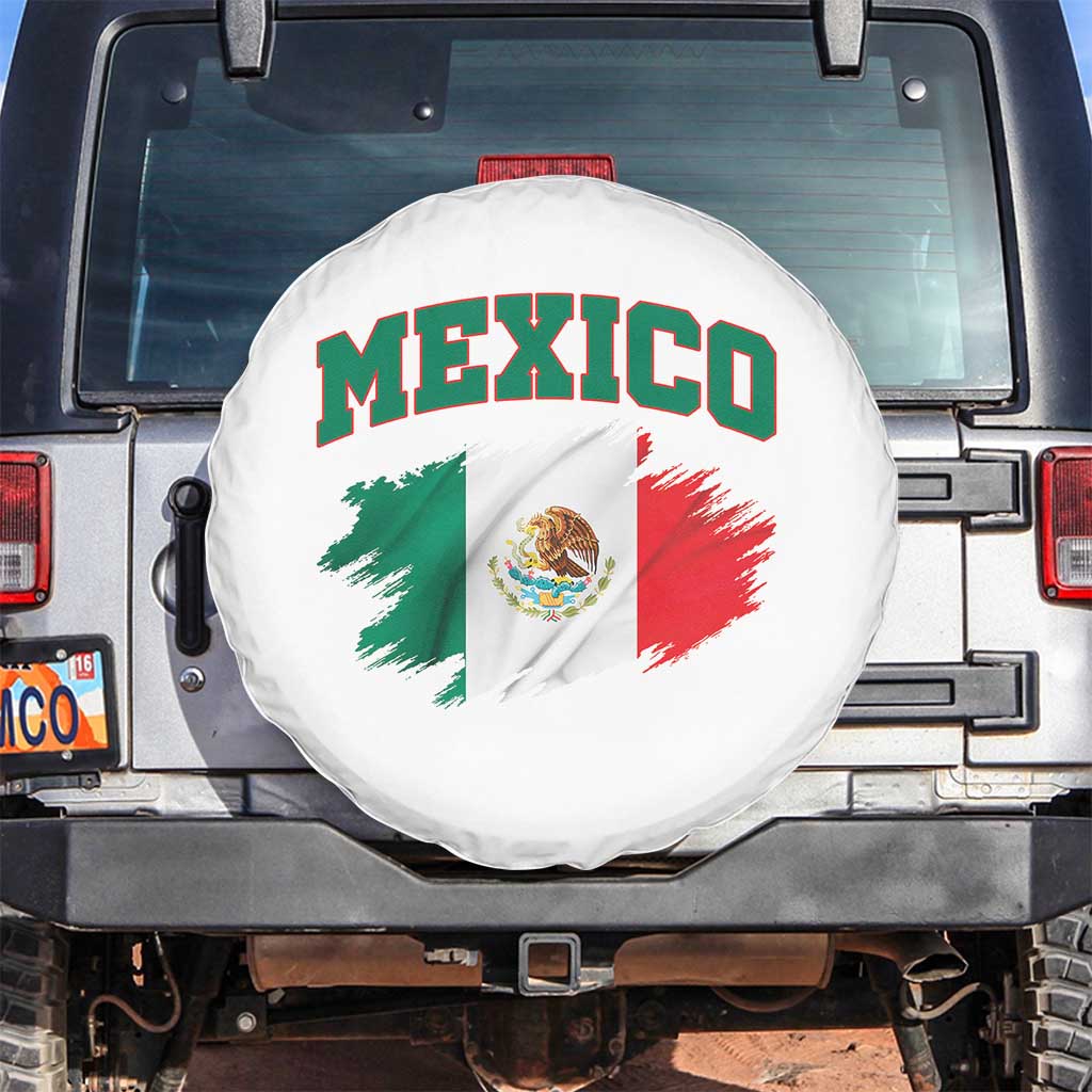 Retro Vintage Mexico Flag Spare Tire Cover Mexican Pride Gift TS12 No hole White Print Your Wear