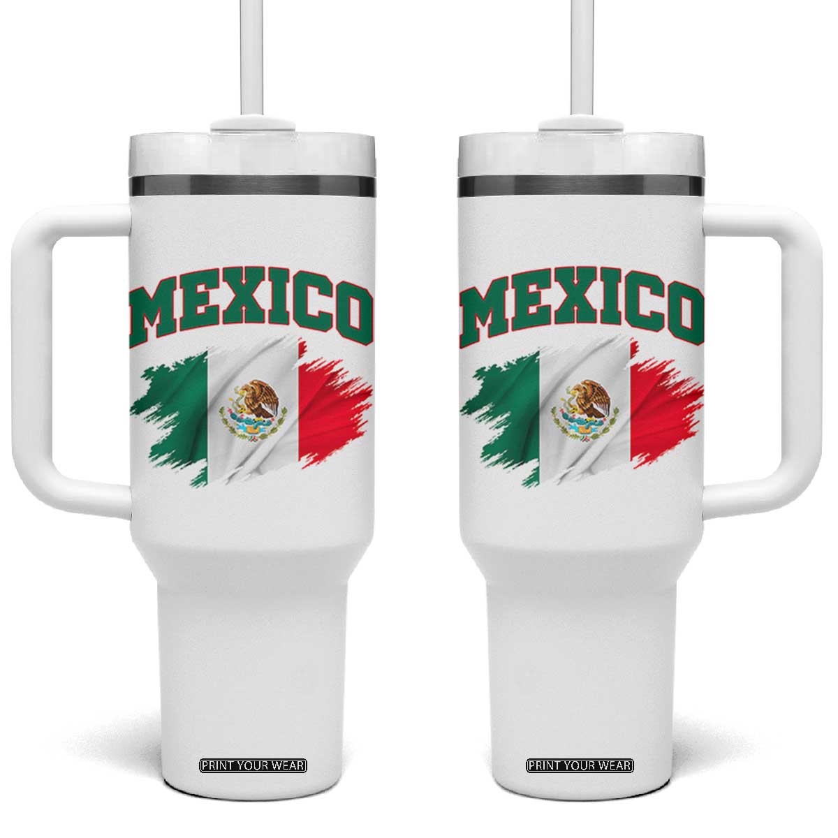 Retro Vintage Mexico Flag Tumbler With Handle Mexican Pride Gift