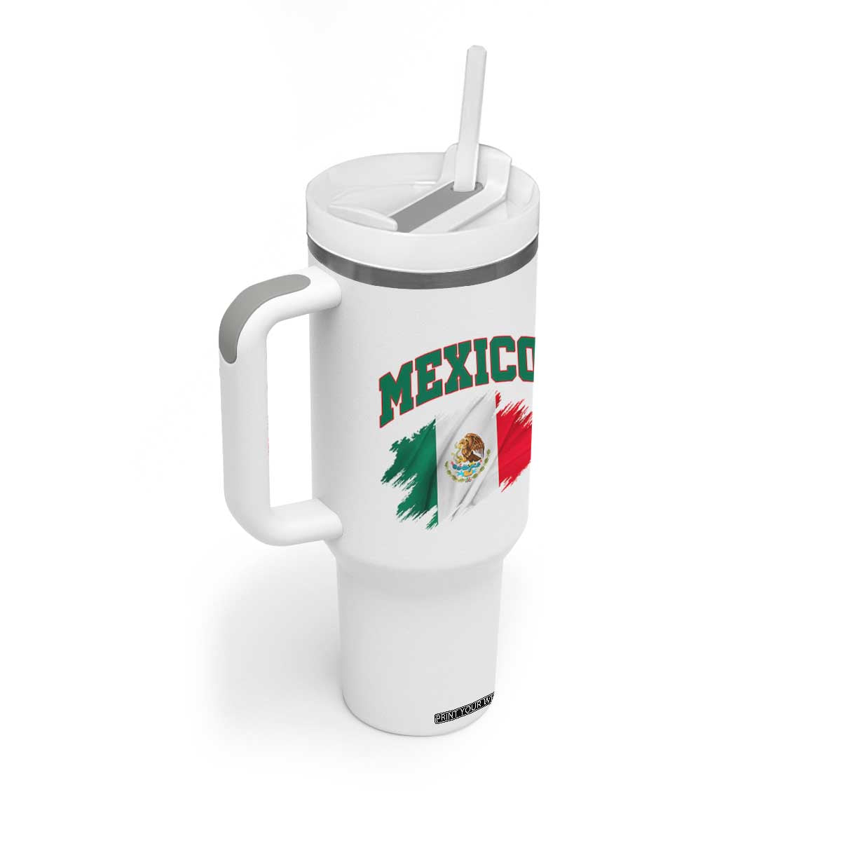 Retro Vintage Mexico Flag Tumbler With Handle Mexican Pride Gift