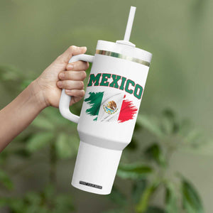 Retro Vintage Mexico Flag Tumbler With Handle Mexican Pride Gift