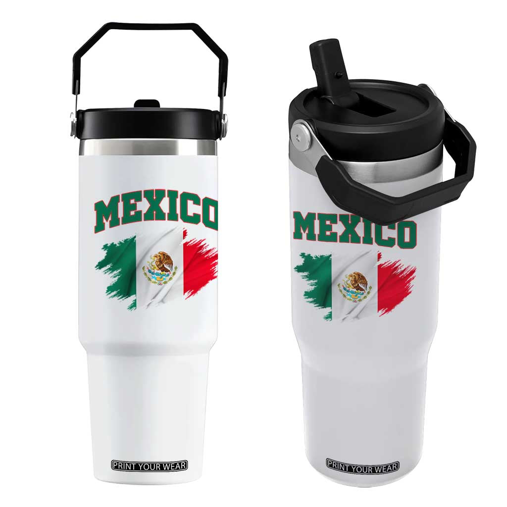 Retro Vintage Mexico Flag Flip Straw Tumbler Mexican Pride Gift