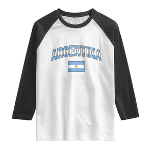Throwback Argentina Pride Raglan Shirt Vintage Flag Heritage Gift