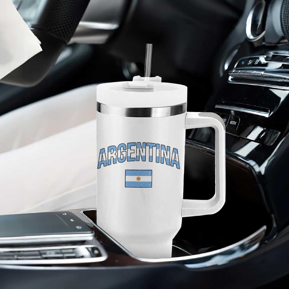 Throwback Argentina Pride Tumbler With Handle Vintage Flag Heritage Gift
