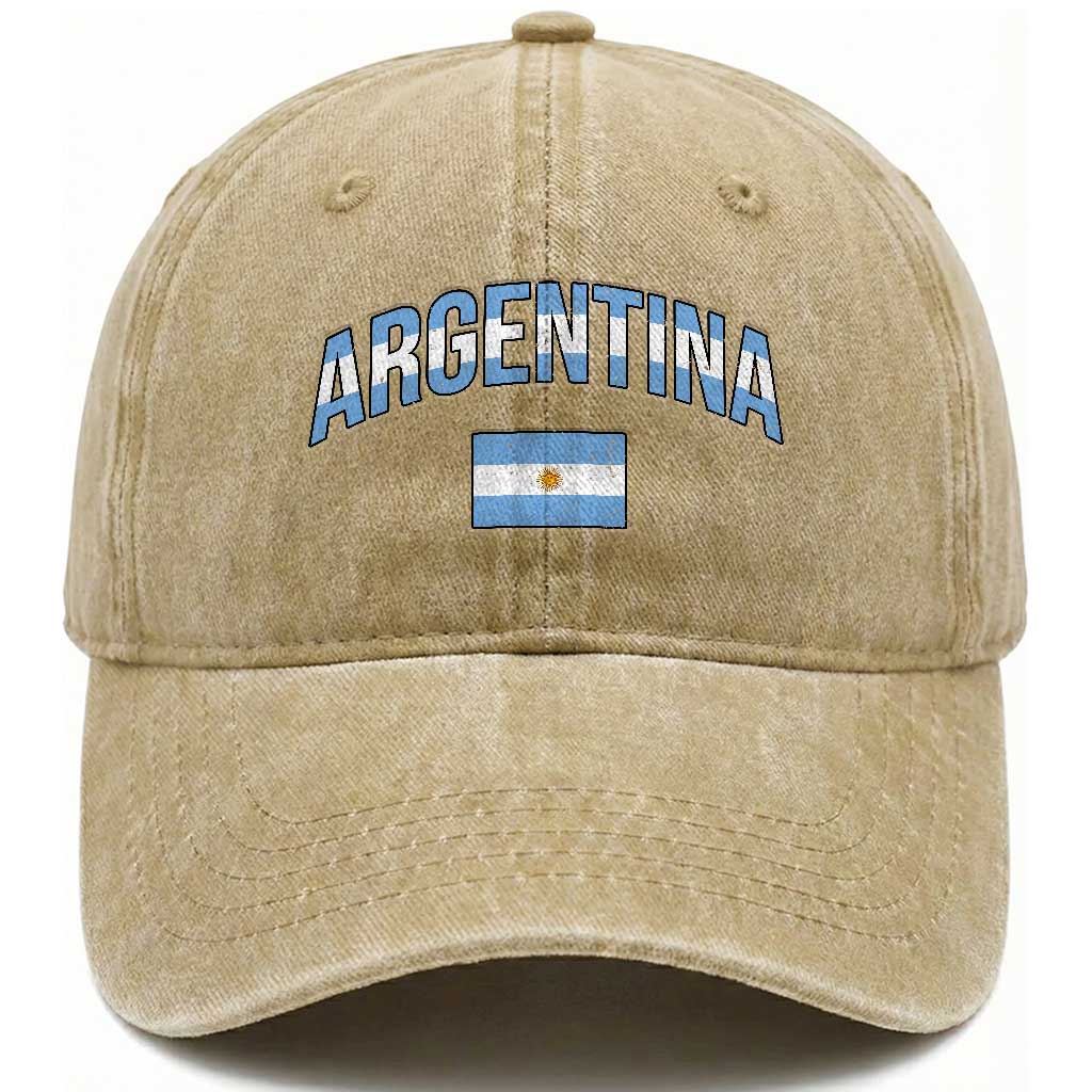 Throwback Argentina Pride Washed Cotton Baseball Cap Vintage Flag Heritage Gift TS12 Print Your Wear