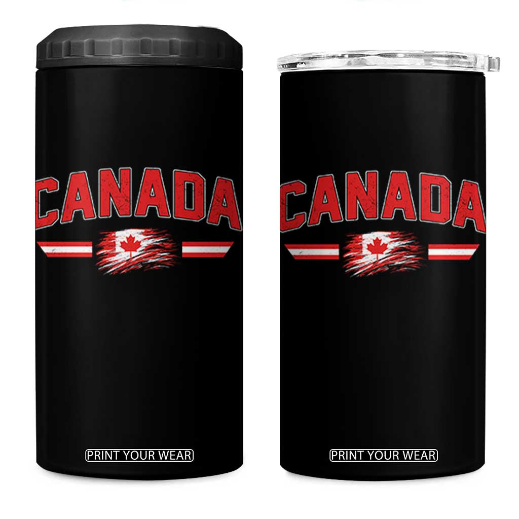 Vintage Canada Flag 4 in 1 Can Cooler Tumbler Maple Leaf Heritage Gift