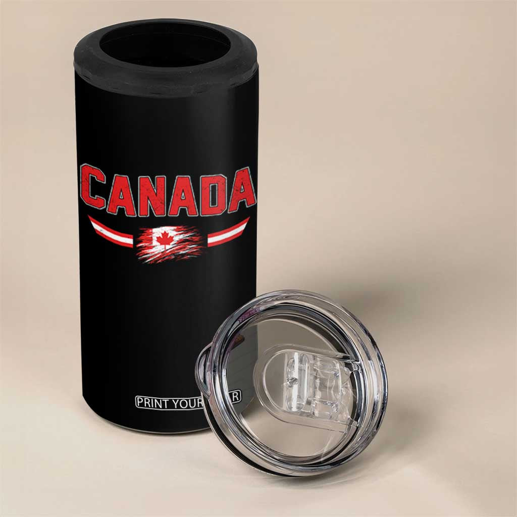 Vintage Canada Flag 4 in 1 Can Cooler Tumbler Maple Leaf Heritage Gift