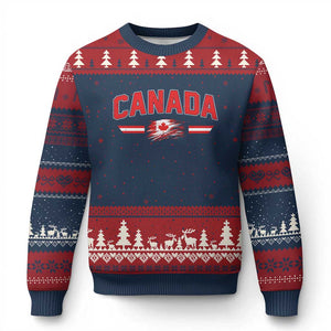Vintage Canada Flag Ugly Christmas Sweater Maple Leaf Heritage Gift