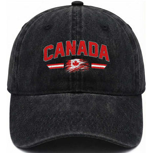 Vintage Canada Flag Washed Cotton Baseball Cap Maple Leaf Heritage Gift