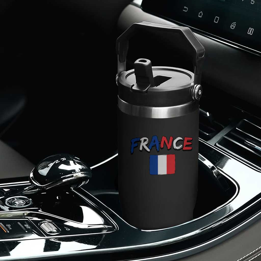 Vintage France Flag French Heritage Graphic Flip Straw Tumbler