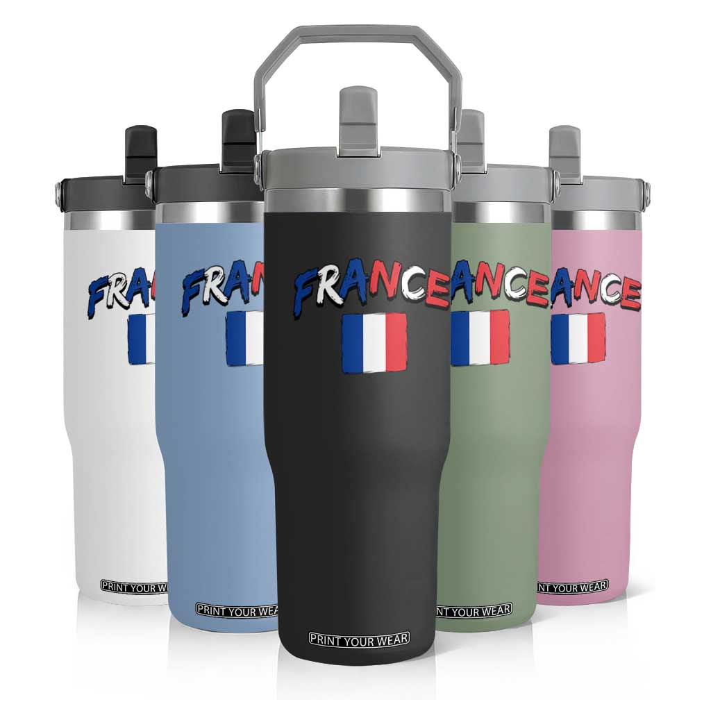 Vintage France Flag French Heritage Graphic Flip Straw Tumbler