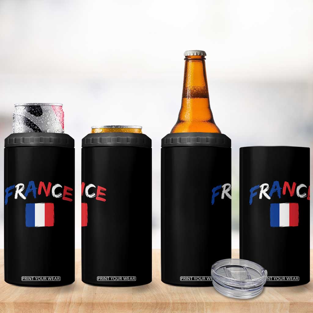 Vintage France Flag French Heritage Graphic 4 in 1 Can Cooler Tumbler