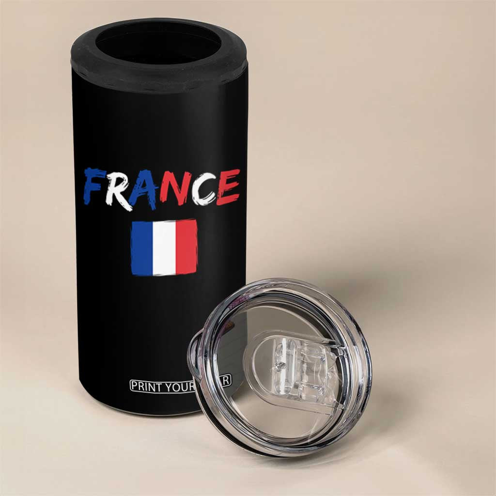 Vintage France Flag French Heritage Graphic 4 in 1 Can Cooler Tumbler