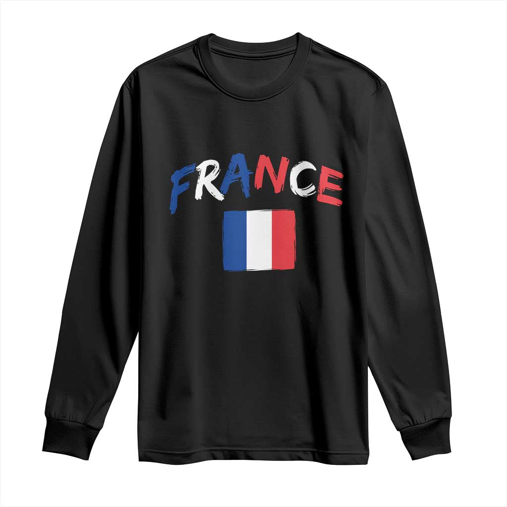 Vintage France Flag French Heritage Graphic Long Sleeve Shirt
