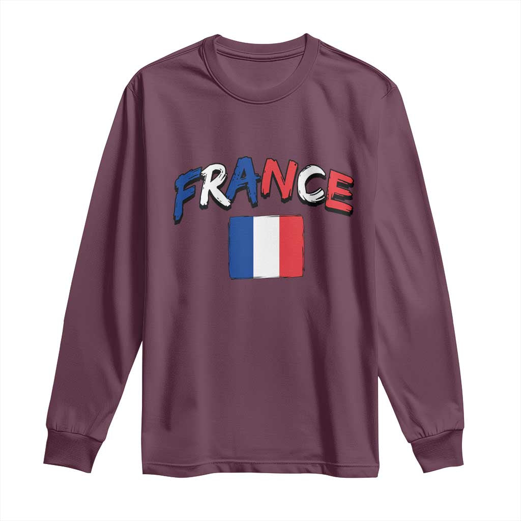 Vintage France Flag French Heritage Graphic Long Sleeve Shirt