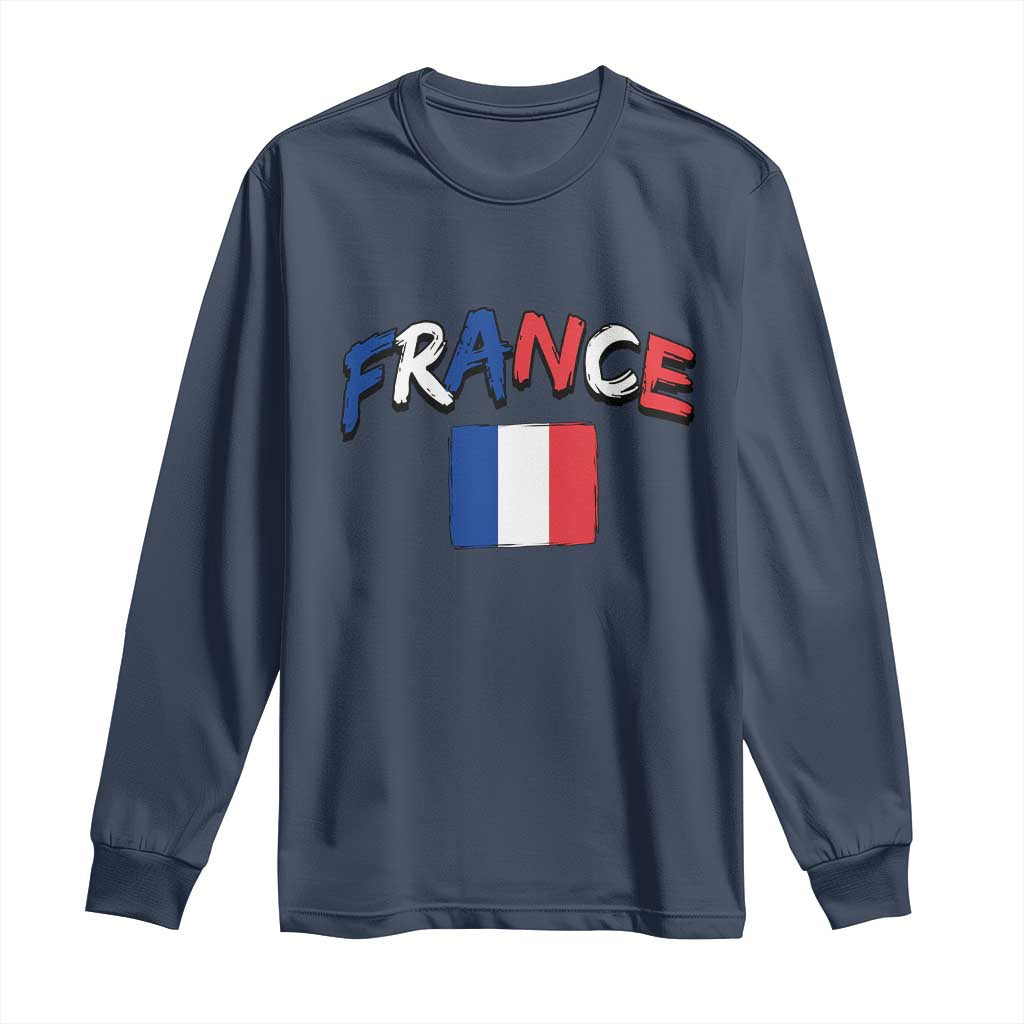 Vintage France Flag French Heritage Graphic Long Sleeve Shirt