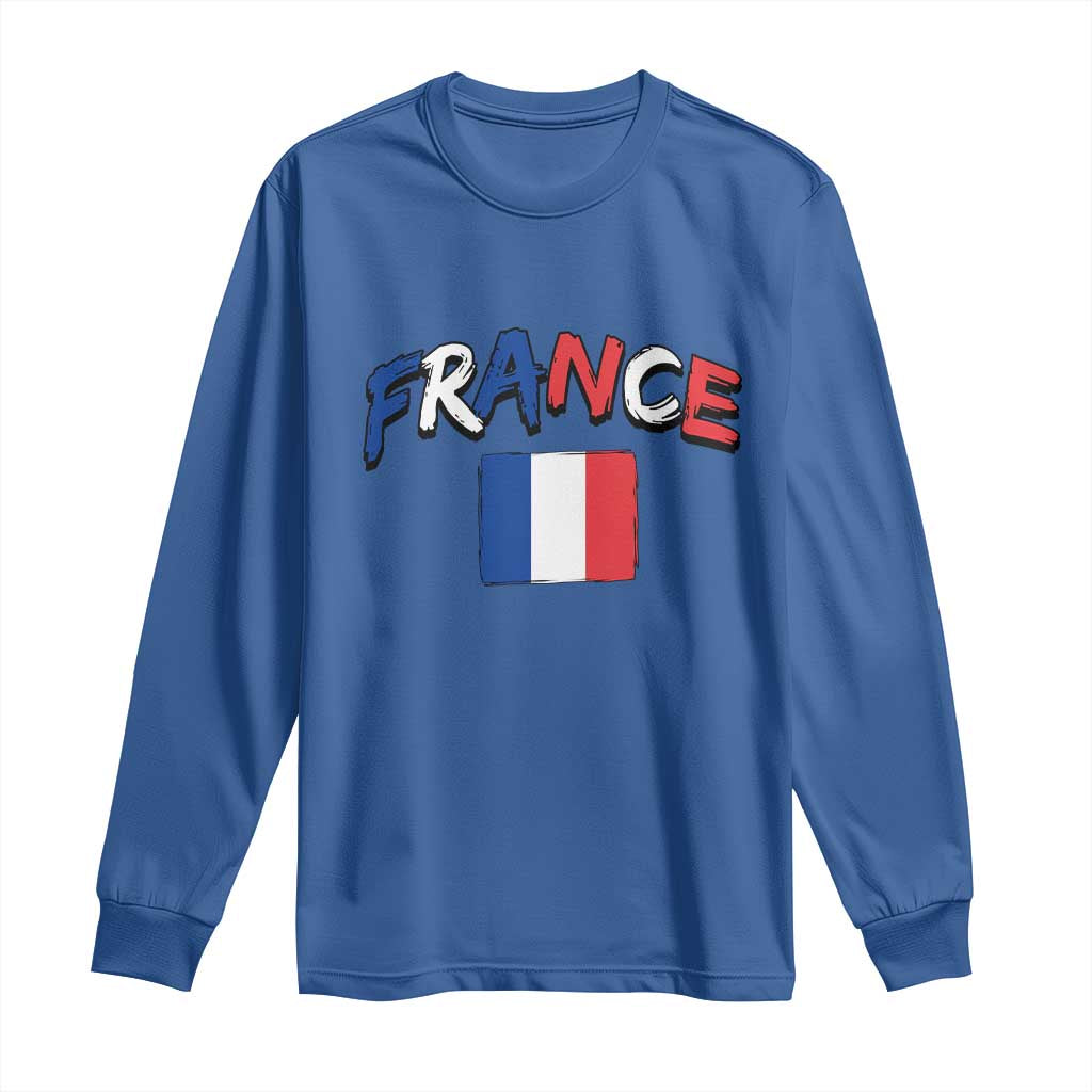Vintage France Flag French Heritage Graphic Long Sleeve Shirt
