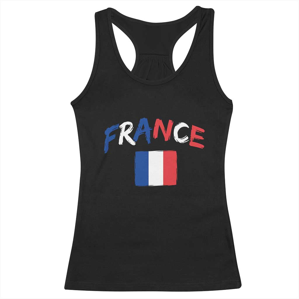 Vintage France Flag French Heritage Graphic Racerback Tank Top