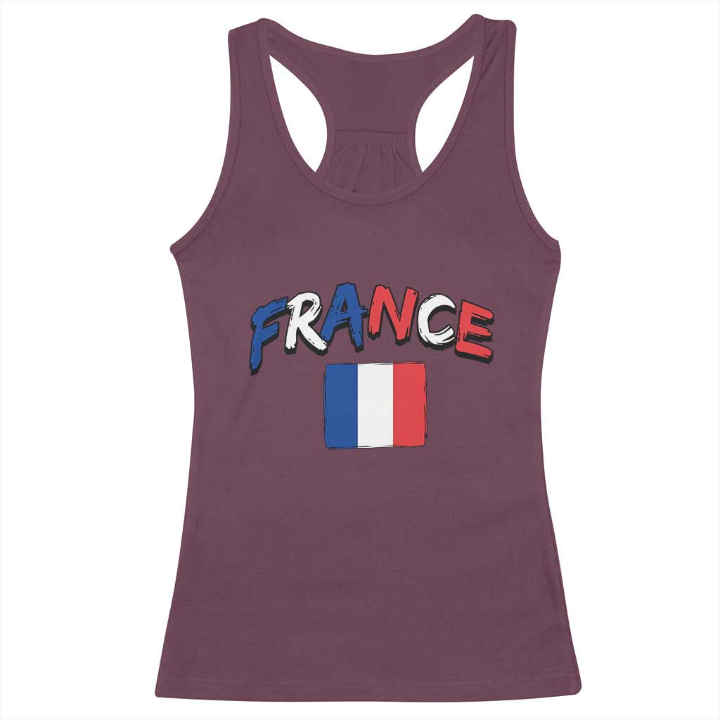 Vintage France Flag French Heritage Graphic Racerback Tank Top