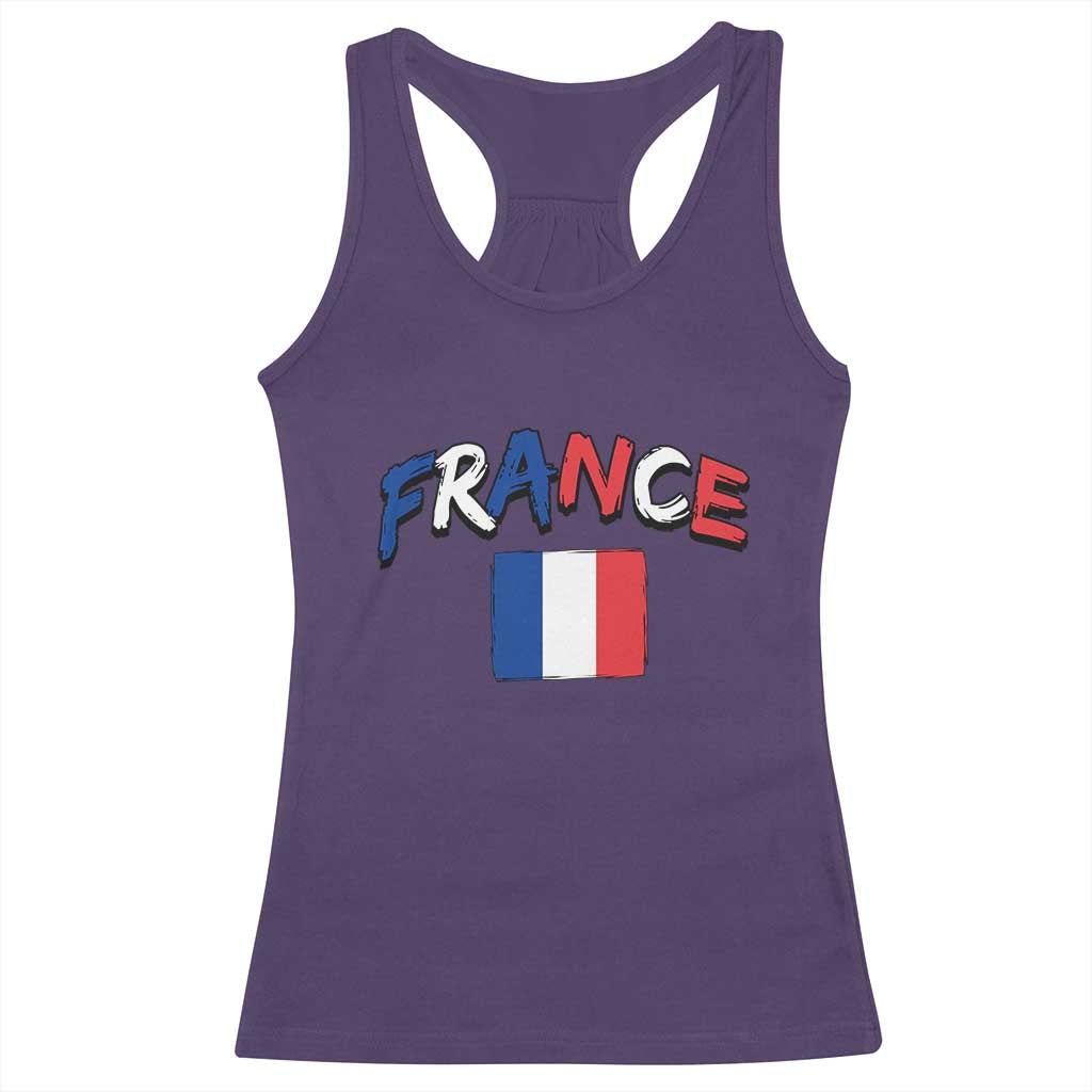 Vintage France Flag French Heritage Graphic Racerback Tank Top