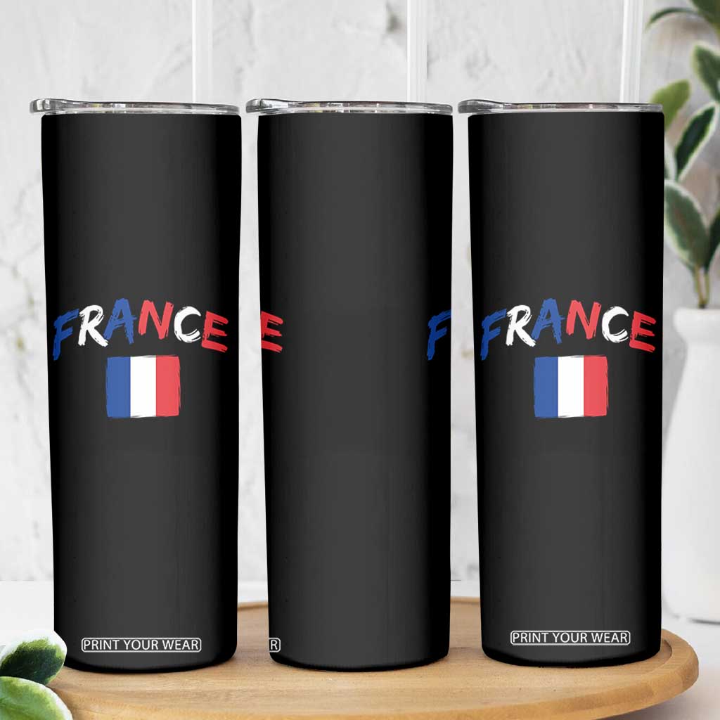 Vintage France Flag French Heritage Graphic Skinny Tumbler