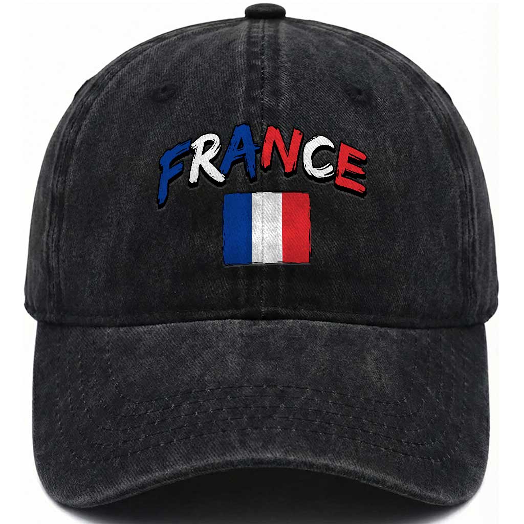 Vintage France Flag French Heritage Graphic Washed Cotton Baseball Cap TS12 Print Your Wear