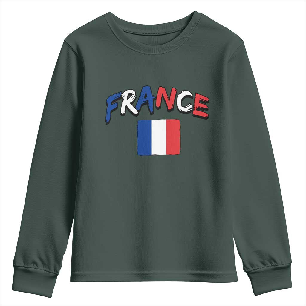 Vintage France Flag French Heritage Graphic Youth Sweatshirt