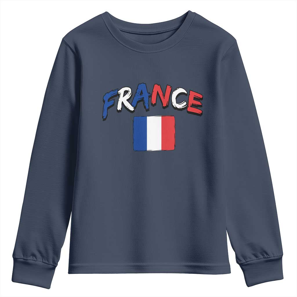 Vintage France Flag French Heritage Graphic Youth Sweatshirt