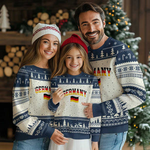 Vintage Germany Flag Ugly Christmas Sweater Black Red Gold German Heritage Gift