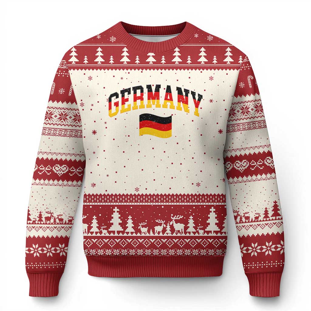 Vintage Germany Flag Ugly Christmas Sweater Black Red Gold German Heritage Gift