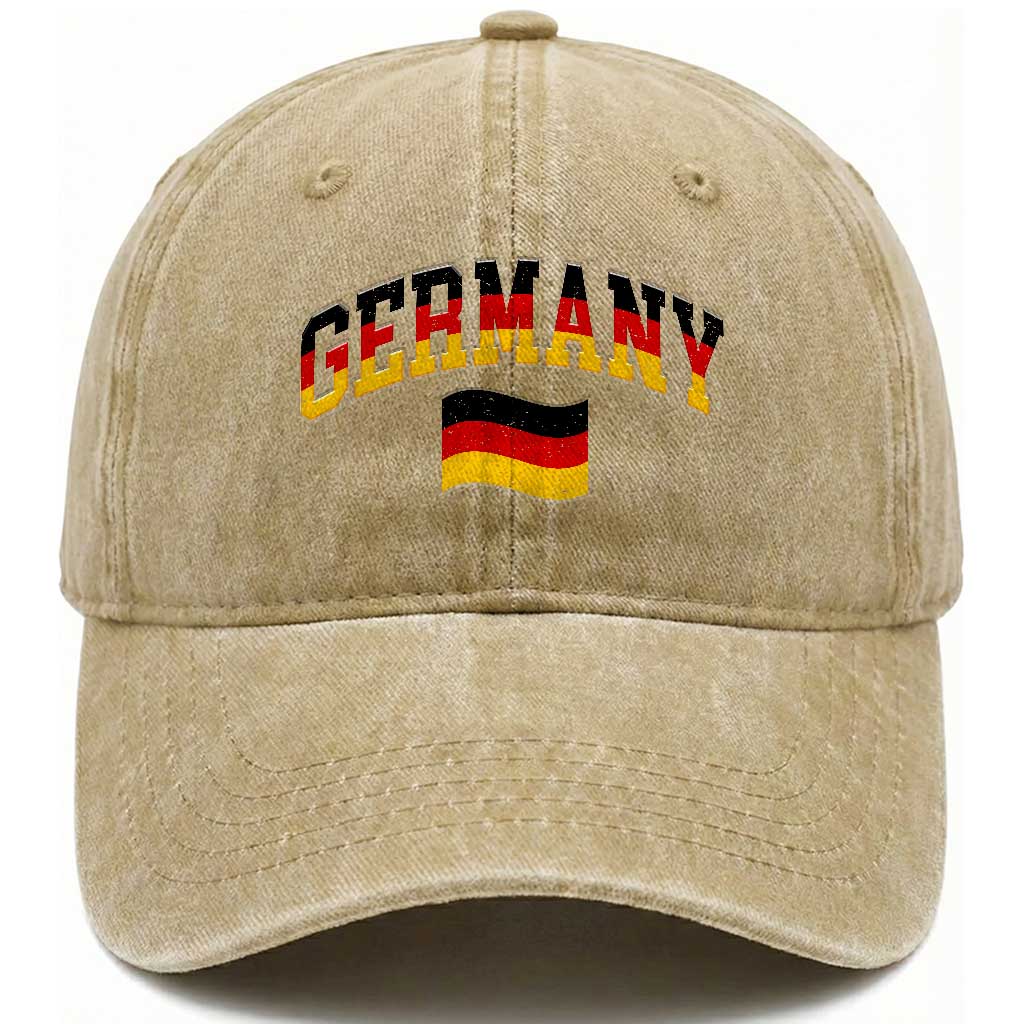 Vintage Germany Flag Washed Cotton Baseball Cap Black Red Gold German Heritage Gift