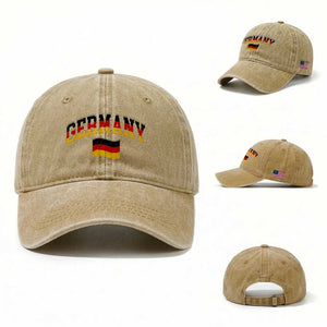 Vintage Germany Flag Washed Cotton Baseball Cap Black Red Gold German Heritage Gift