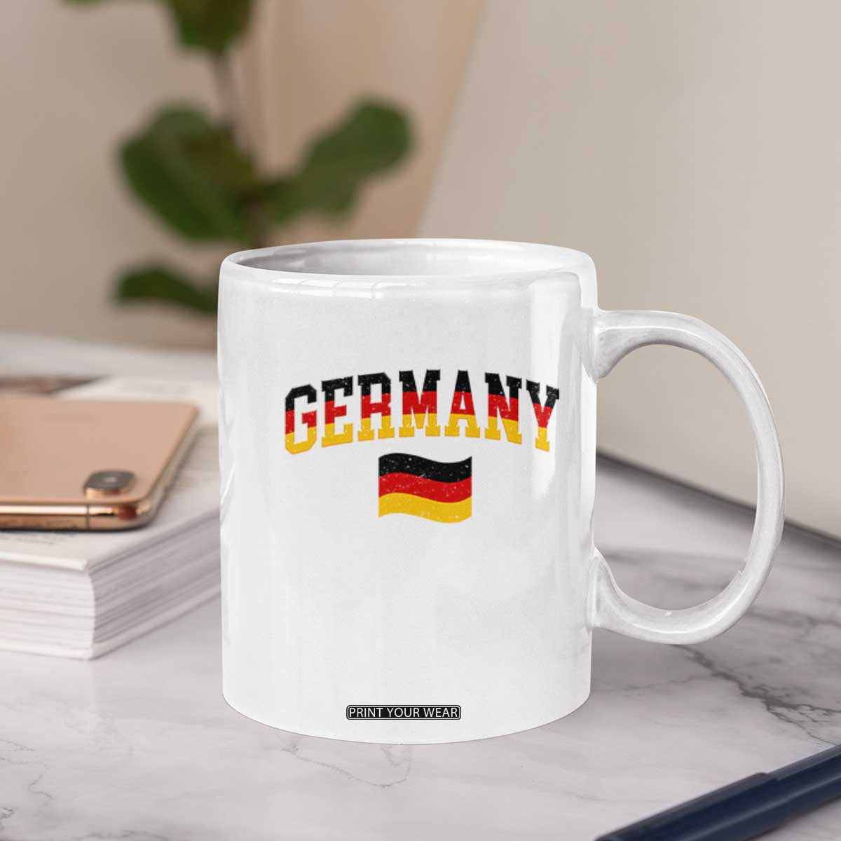 Vintage Germany Flag Coffee Mug Black Red Gold German Heritage Gift
