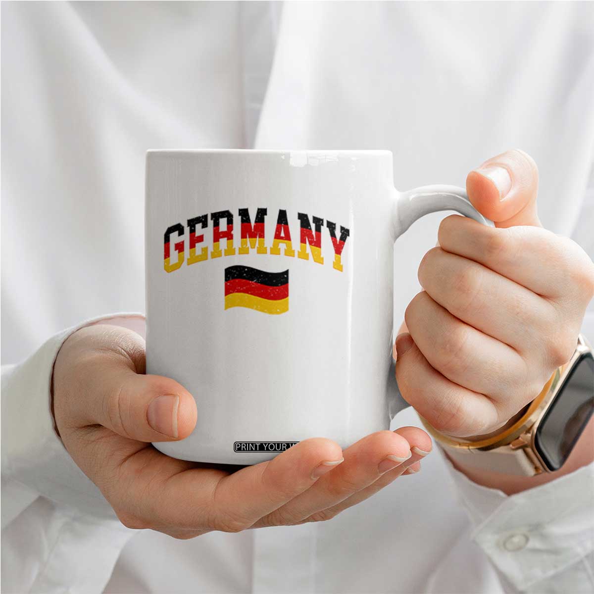 Vintage Germany Flag Coffee Mug Black Red Gold German Heritage Gift