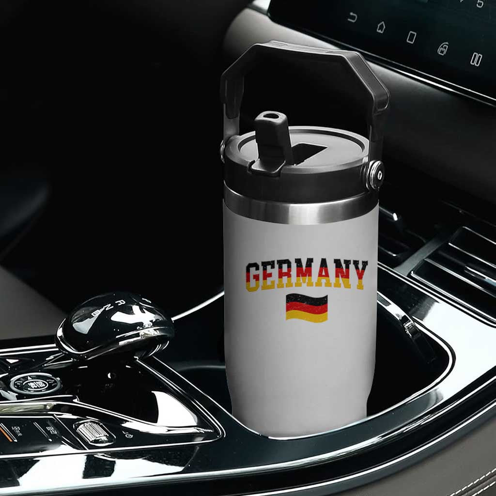 Vintage Germany Flag Flip Straw Tumbler Black Red Gold German Heritage Gift