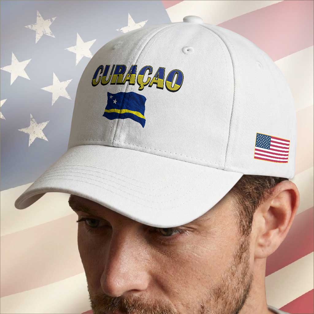 Vintage Curacao Flag Baseball Cap Dutch Caribbean Heritage Gift