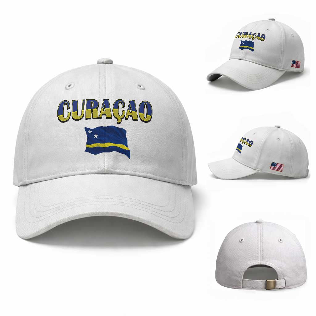 Vintage Curacao Flag Baseball Cap Dutch Caribbean Heritage Gift